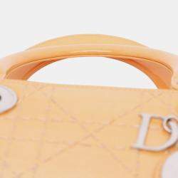 Pre Owned Dior Orange Medium Ombre Patent Cannage Lady Dior