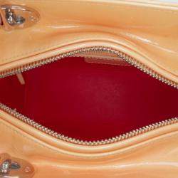 Pre Owned Dior Orange Medium Ombre Patent Cannage Lady Dior