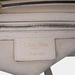 Pre Owned Dior White Grained Calfskin Saddle Bag