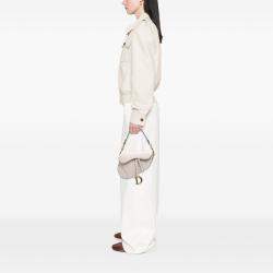 Pre Owned Dior White Grained Calfskin Saddle Bag