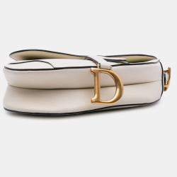 Pre Owned Dior White Grained Calfskin Saddle Bag