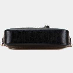 Pre Owned Dior Black Perforated Oblique Calfskin Galaxy Safari Crossbody