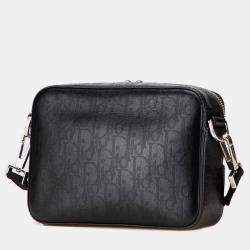 Pre Owned Dior Black Perforated Oblique Calfskin Galaxy Safari Crossbody