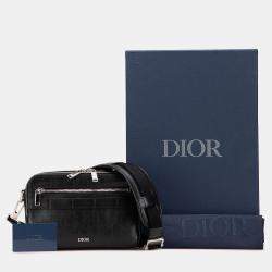 Pre Owned Dior Black Perforated Oblique Calfskin Galaxy Safari Crossbody