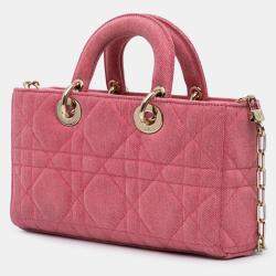 Pre Owned Dior Pink Medium Denim Macrocannage Lady D Joy