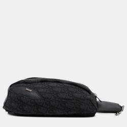 Pre Owned Dior Black Oblique Scarab Sling