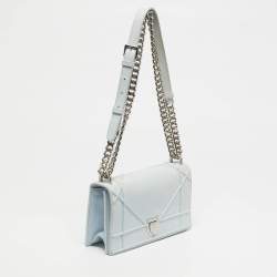 Pre Owned Dior Light Blue Leather Small Diorama Shoulder Bag