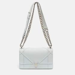 Pre Owned Dior Light Blue Leather Small Diorama Shoulder Bag