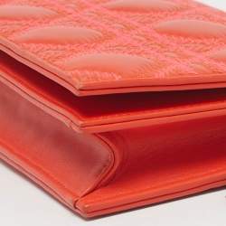 Pre Owned Dior Orange Stitch Cannage Leather Lady Dior Chain Clutch