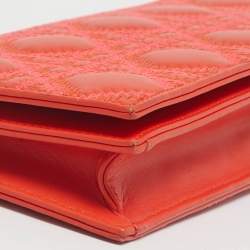 Pre Owned Dior Orange Stitch Cannage Leather Lady Dior Chain Clutch