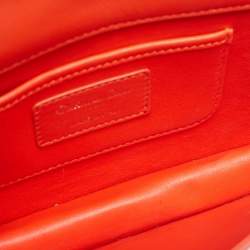 Pre Owned Dior Orange Stitch Cannage Leather Lady Dior Chain Clutch