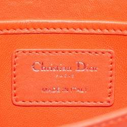 Pre Owned Dior Orange Stitch Cannage Leather Lady Dior Chain Clutch