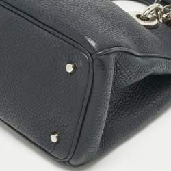 Pre Owned Dior Dark Blue Leather Mini Diorissimo Tote