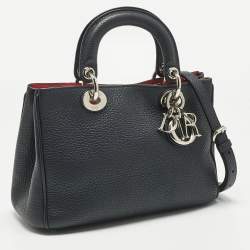 Pre Owned Dior Dark Blue Leather Mini Diorissimo Tote