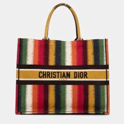 Pre Owned Dior Multicolor/Yellow Large Striped Book Tote