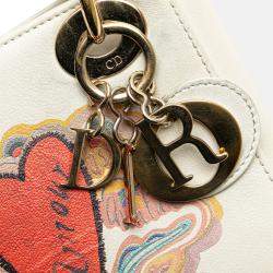 Pre Owned Dior White Niki De Saint Phalle Mini Calfskin Dioramour Lady Dior