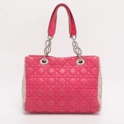 Pre Owned Dior Pink Cannage Leather Small Soft Lady Dior Tote