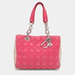Pre Owned Dior Pink Cannage Leather Small Soft Lady Dior Tote