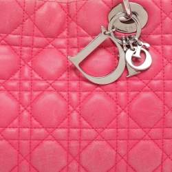Pre Owned Dior Pink Cannage Leather Small Soft Lady Dior Tote