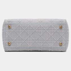 Pre Owned Dior Grey Medium Canvas Cannage Lady D Lite