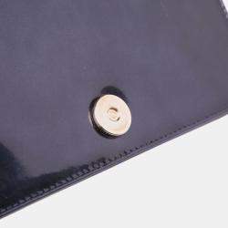 Pre Owned Dior Black Patent Microcannage Diorama Wallet on Chain