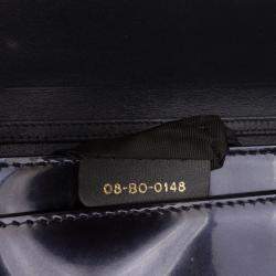 Pre Owned Dior Black Patent Microcannage Diorama Wallet on Chain