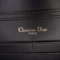 Pre Owned Dior Black Patent Microcannage Diorama Wallet on Chain