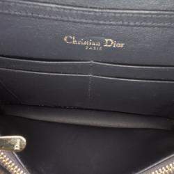 Pre Owned Dior Black Patent Microcannage Diorama Wallet on Chain