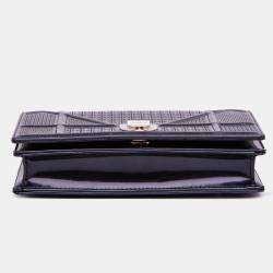 Pre Owned Dior Black Patent Microcannage Diorama Wallet on Chain