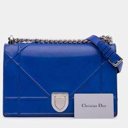 Pre Owned Dior Blue Medium Lambskin Diorama Flap
