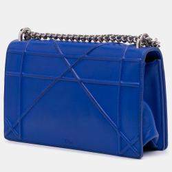 Pre Owned Dior Blue Medium Lambskin Diorama Flap