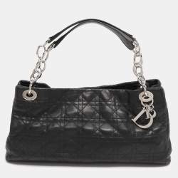 Pre Owned Dior Black Soft Cannage Leather East West Tote