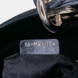 Pre Owned Dior Blue Mini Crinkled Calfskin Cannage Lady Dior