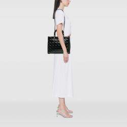 Pre Owned Dior Navy Blue Large Patent Cannage Lady Dior