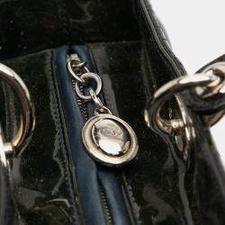 Pre Owned Dior Navy Blue Large Patent Cannage Lady Dior
