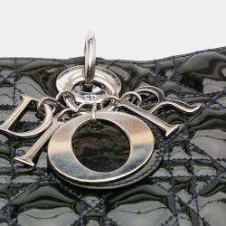 Pre Owned Dior Navy Blue Large Patent Cannage Lady Dior