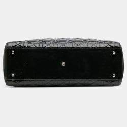 Pre Owned Dior Navy Blue Large Patent Cannage Lady Dior