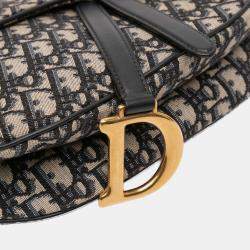 Pre Owned Dior Blue Oblique Canvas Saddle Bag