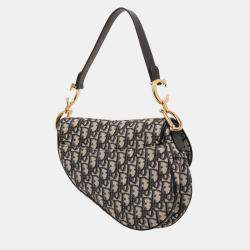 Pre Owned Dior Blue Oblique Canvas Saddle Bag