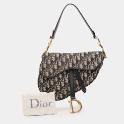 Pre Owned Dior Blue Oblique Canvas Saddle Bag