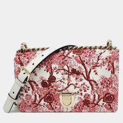 Pre Owned Dior Red White Leather Diolamar shoulder bag