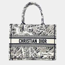 Pre Owned Dior Black White Fabric Book Tote Bag