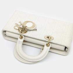 Pre Owned Dior White Leather D-JOY Medium