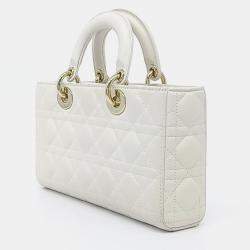 Pre Owned Dior White Leather D-JOY Medium