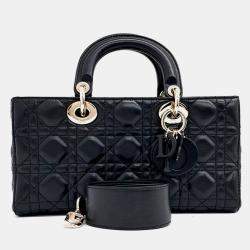 Pre Owned Dior Black Leather Cannage tote and shoulder bag