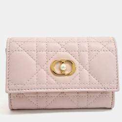 Pre Owned Dior Pink Leather Jolie Glycine Card Holder