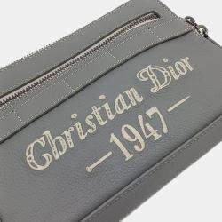 Pre Owned Dior Grey Leather Safari Messenger Bag