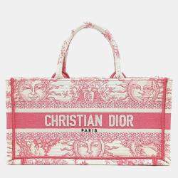 Pre Owned Dior Pink Canvas East West Book Tote Bag