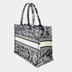 Pre Owned Dior Navy Blue/White Canvas Book Tote Bag