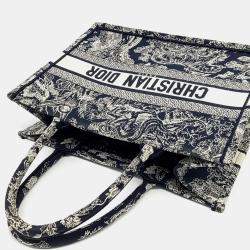 Pre Owned Dior Navy Blue/White Canvas Book Tote Bag